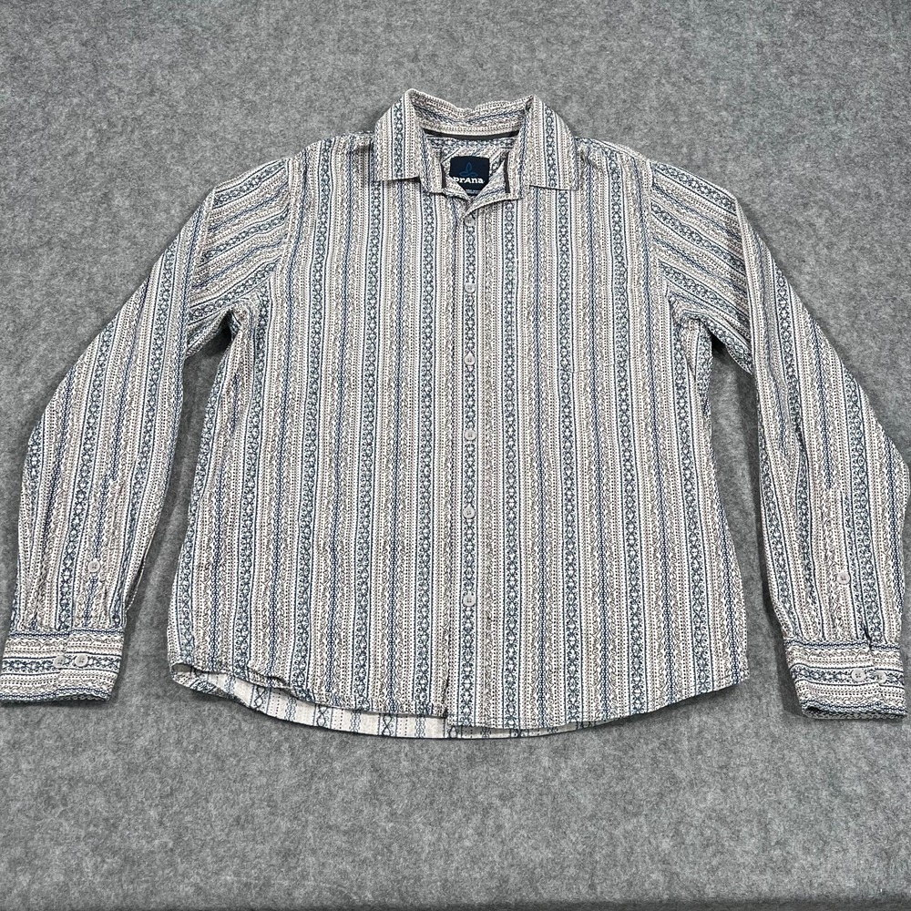 Prana Breathe Hand Sewn Long Sleeve Button Down Southwest Shirt Men's Size Small